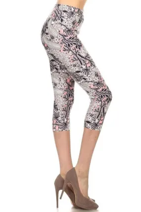 Multi Printed High Waisted Capri Leggings