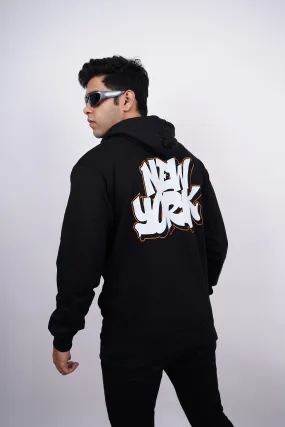 New York Relaxed fit Black Hoodie for Men By DemonWear