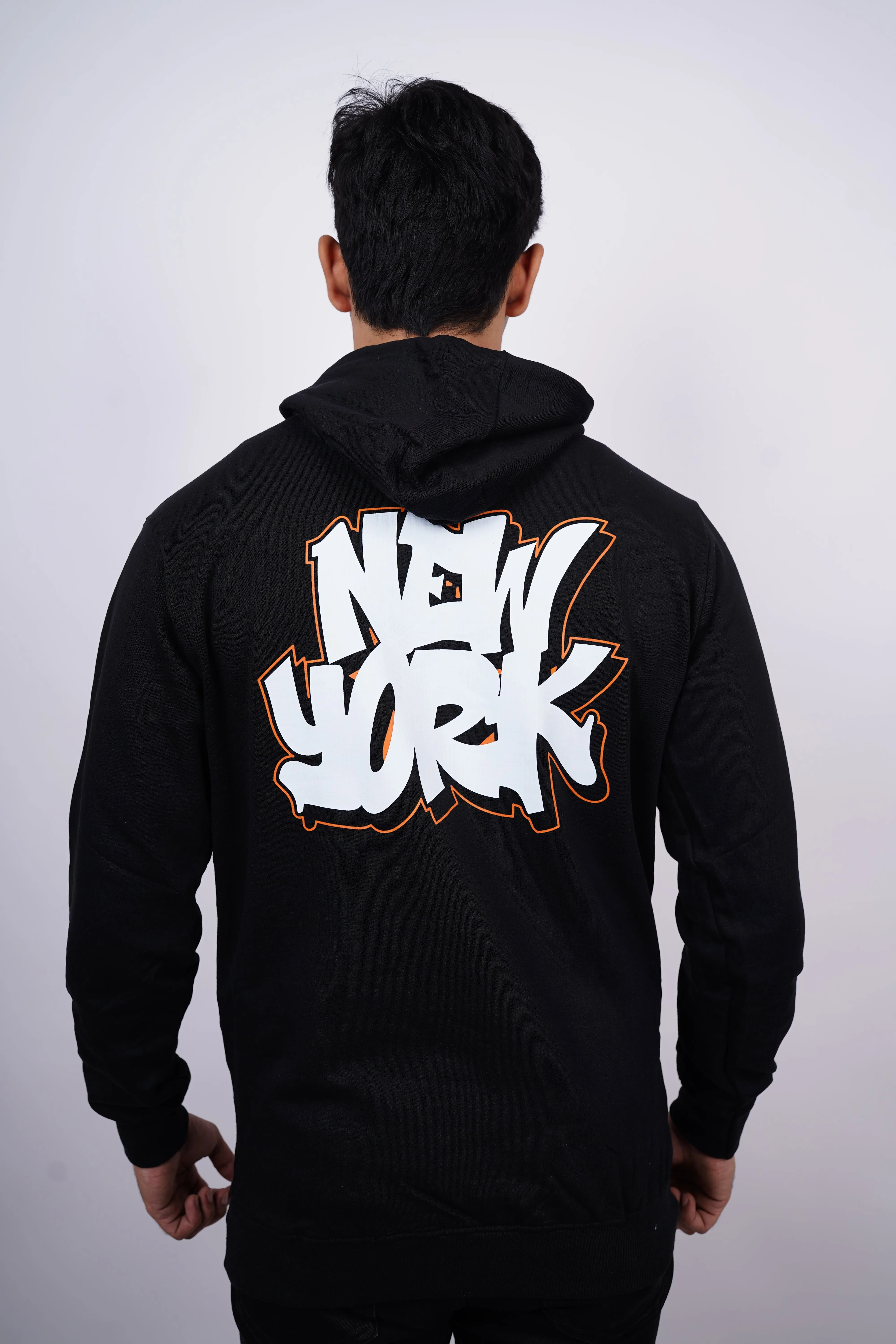 New York Relaxed fit Black Hoodie for Men By DemonWear