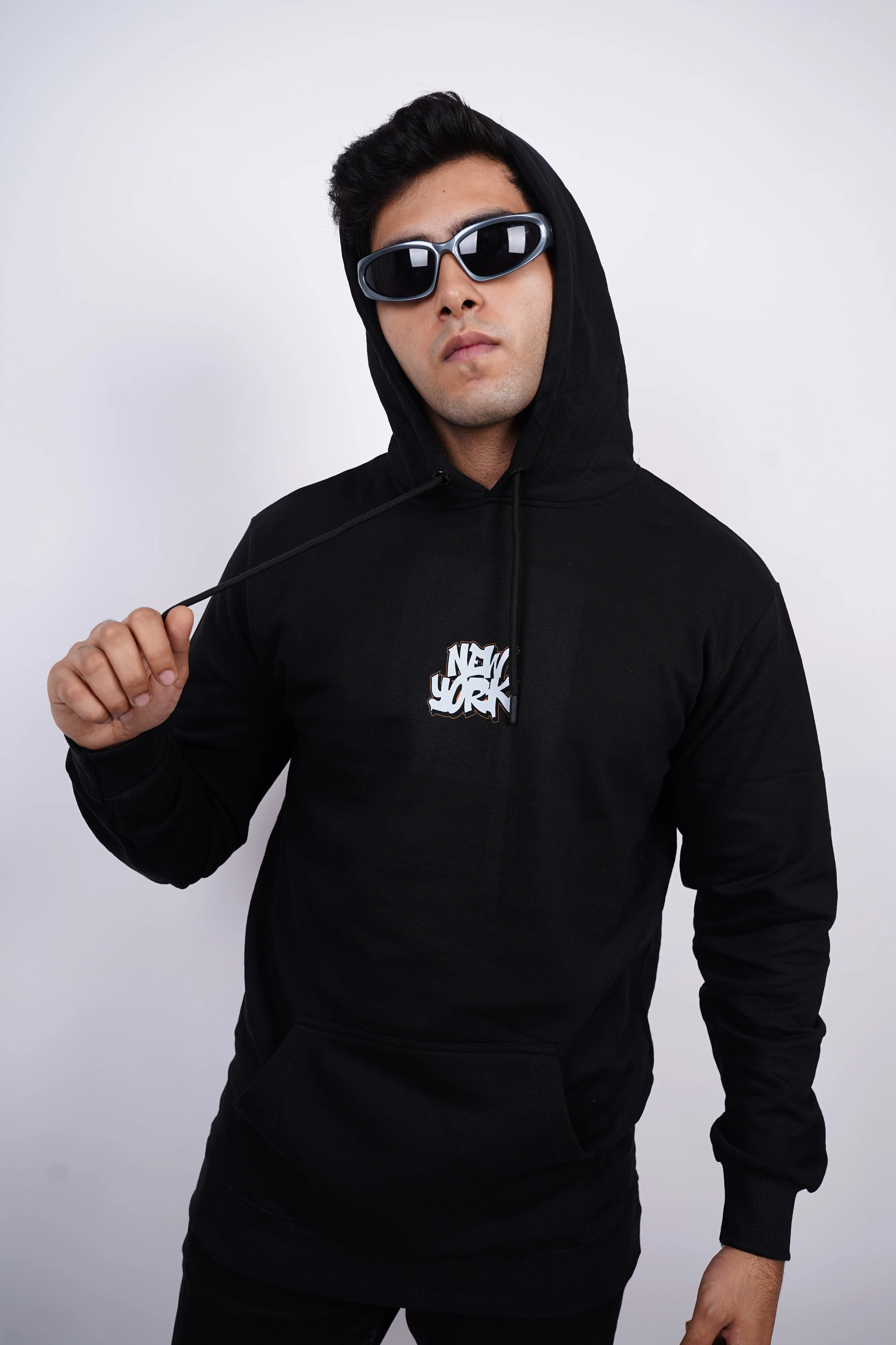 New York Relaxed fit Black Hoodie for Men By DemonWear