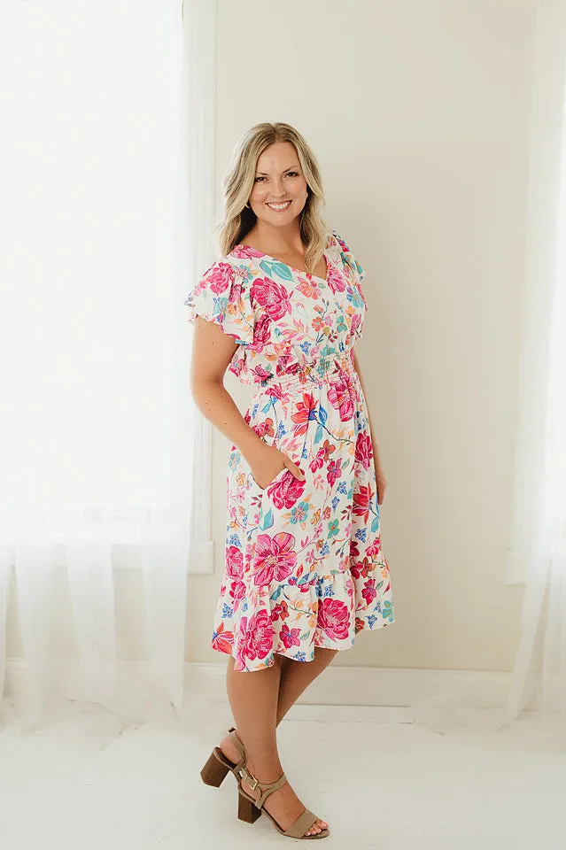 Notch Floral Fit and Flare