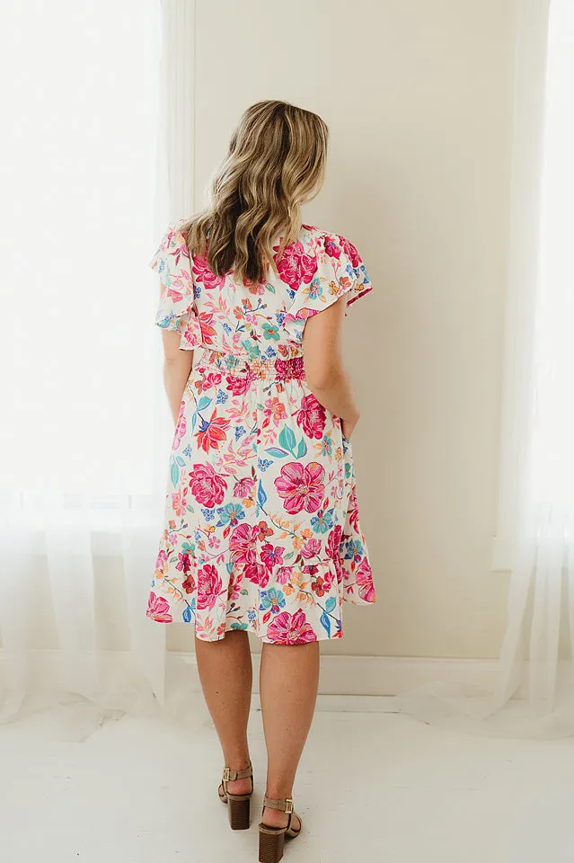 Notch Floral Fit and Flare