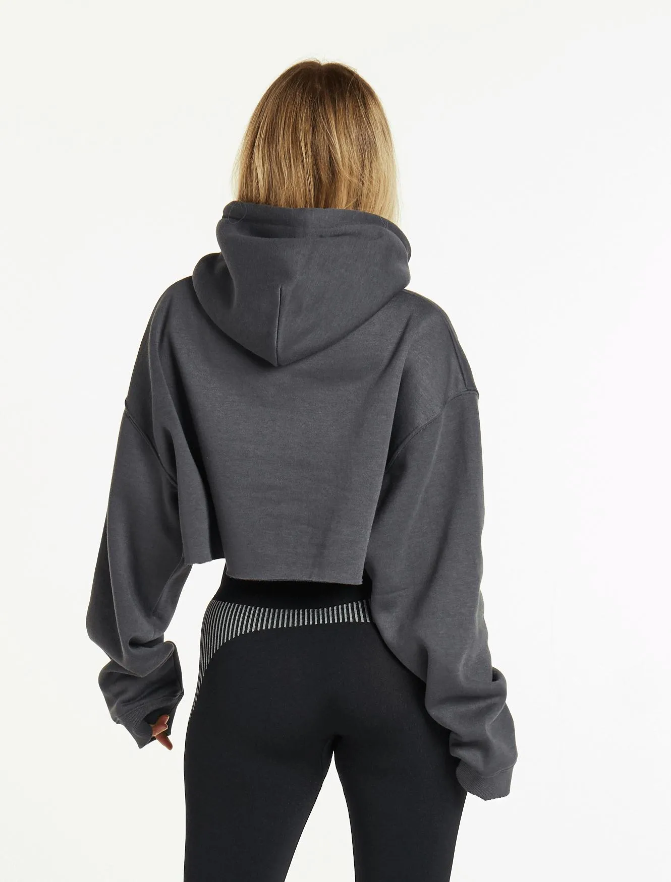 Oversized Crop Hoodie - Slate