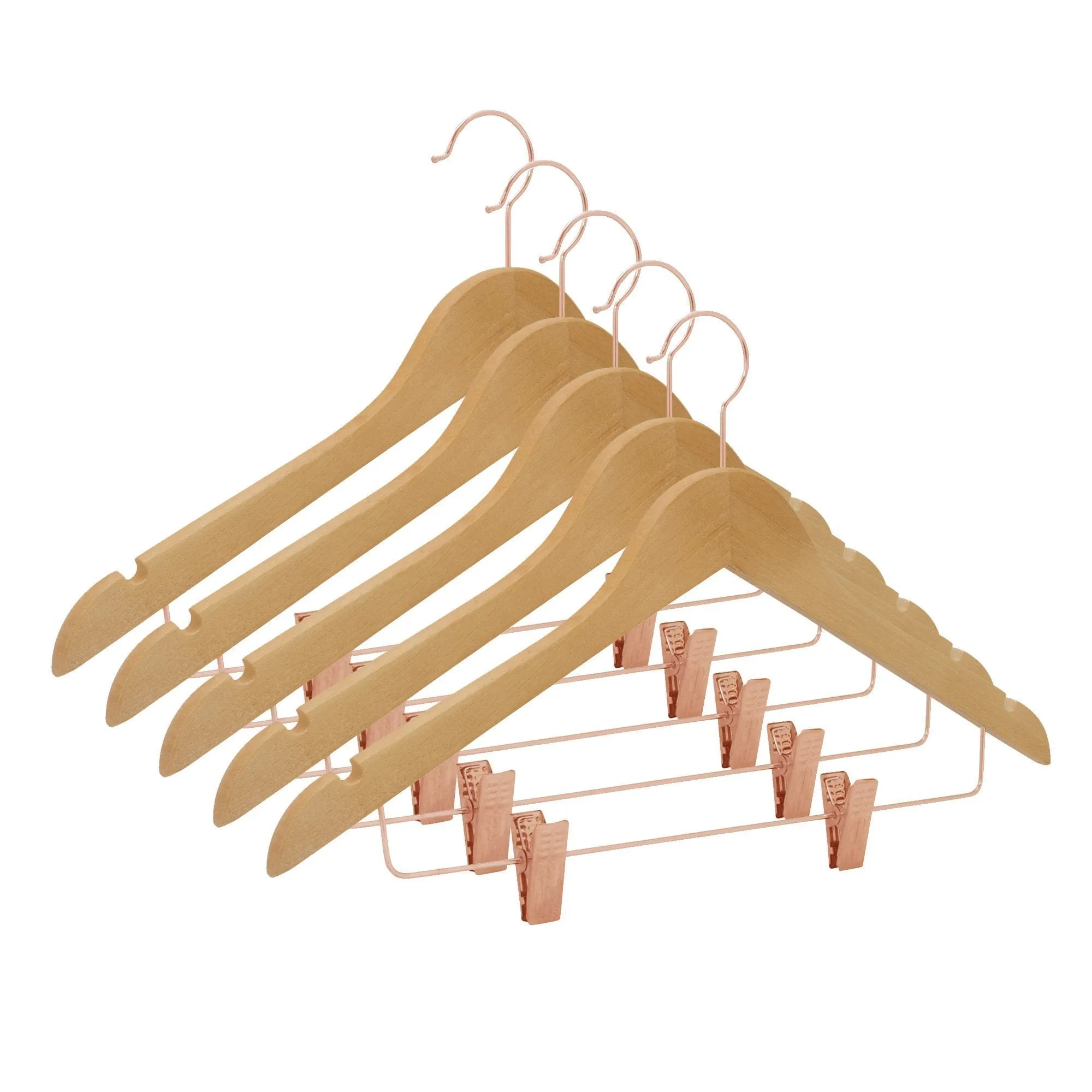 Premium Wood Suit/Skirt Hangers with Clips