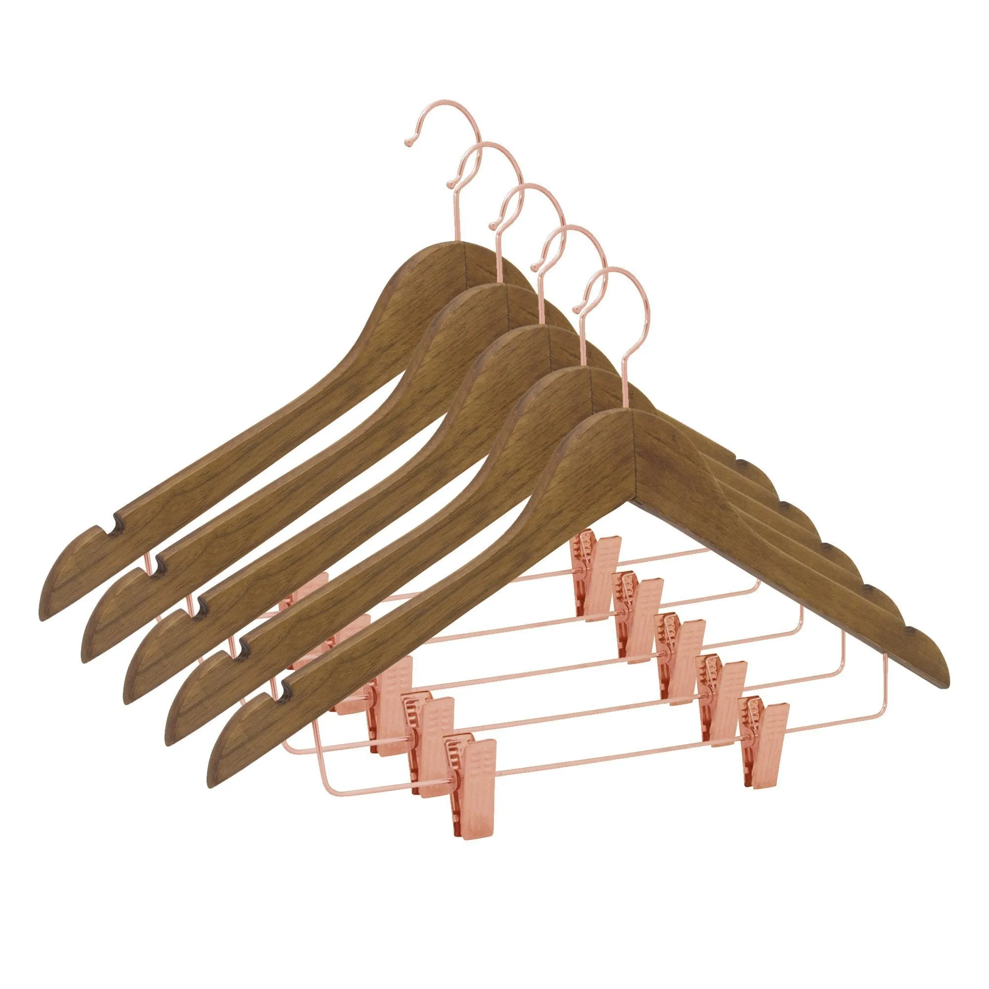 Premium Wood Suit/Skirt Hangers with Clips