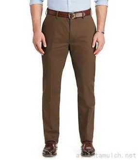 PRL Big & Tall Classic Fit Flat Chino Pants Chocolate Brown