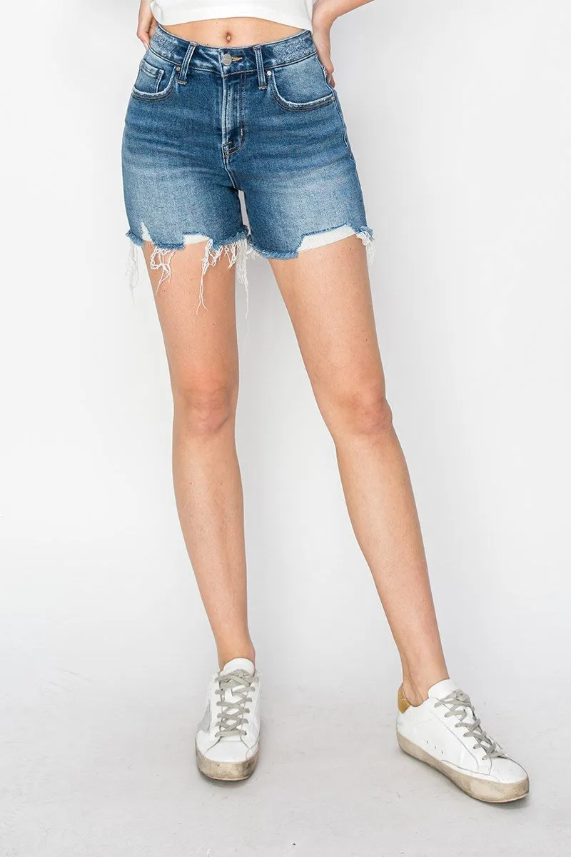 Risen Jeans - High Rise Clean Cut Hem W/Small Distressed Shorts - RDS6240