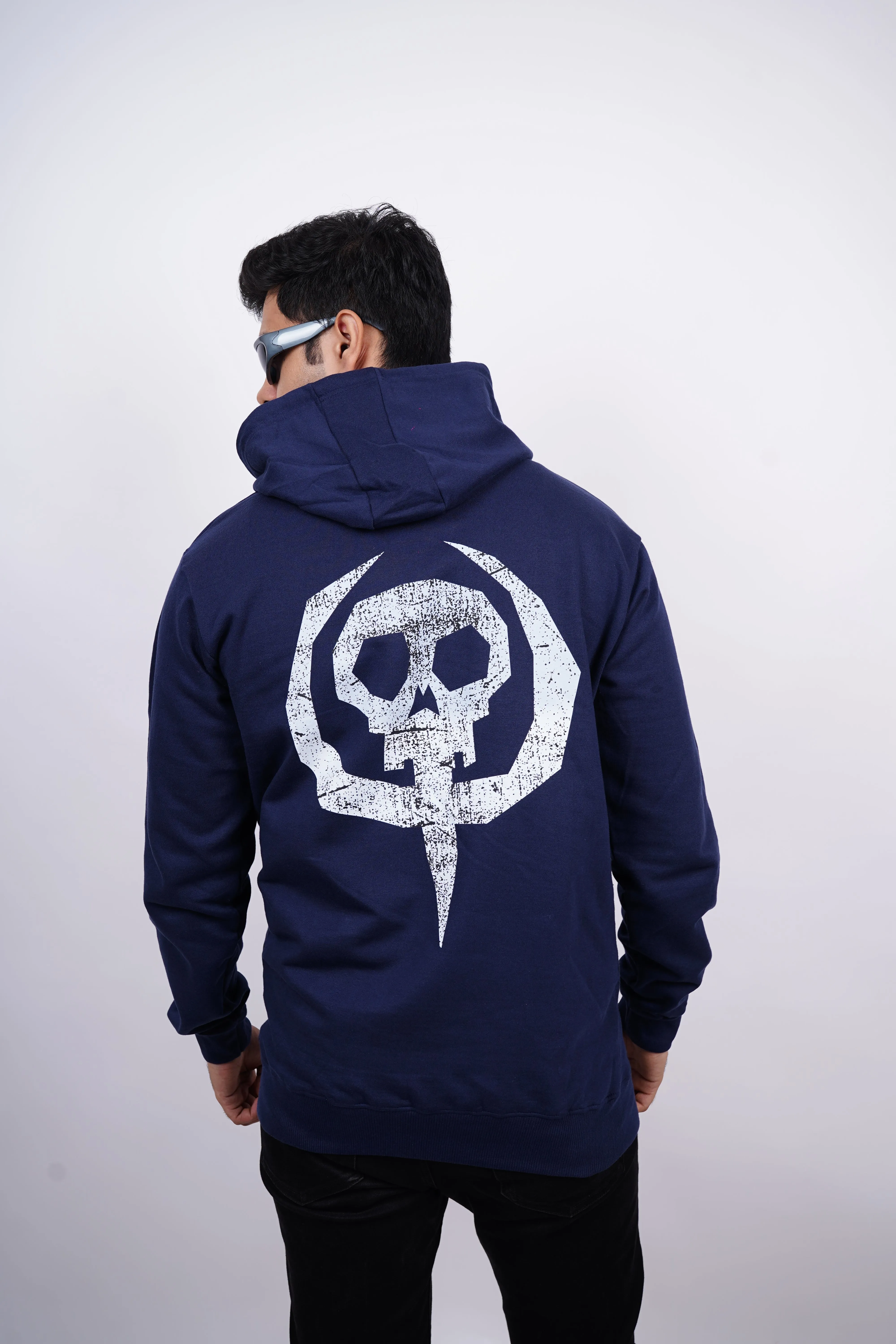 Skull Relaxed fitDark Heaven Blue Hoodie for Men By DemonWear