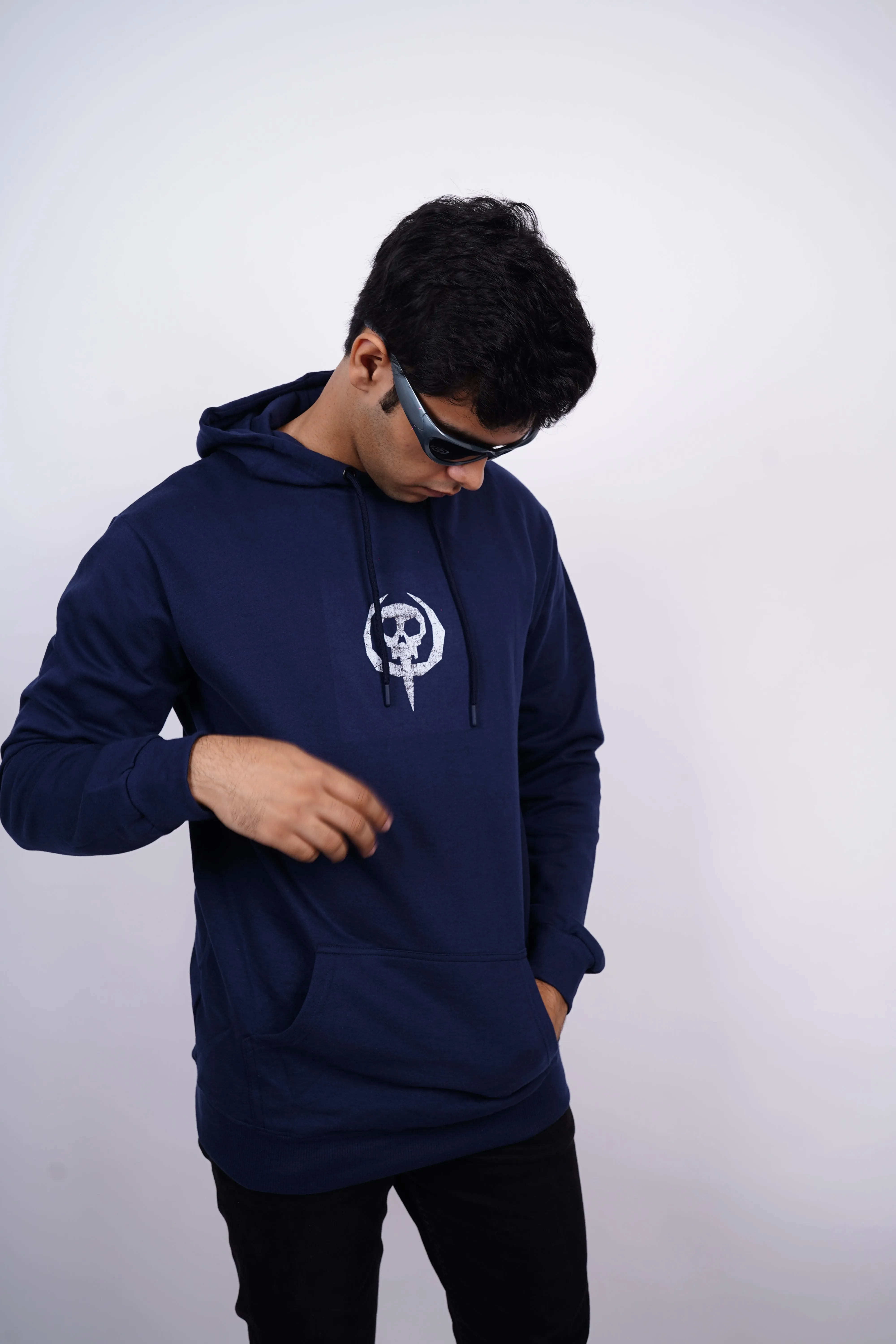 Skull Relaxed fitDark Heaven Blue Hoodie for Men By DemonWear