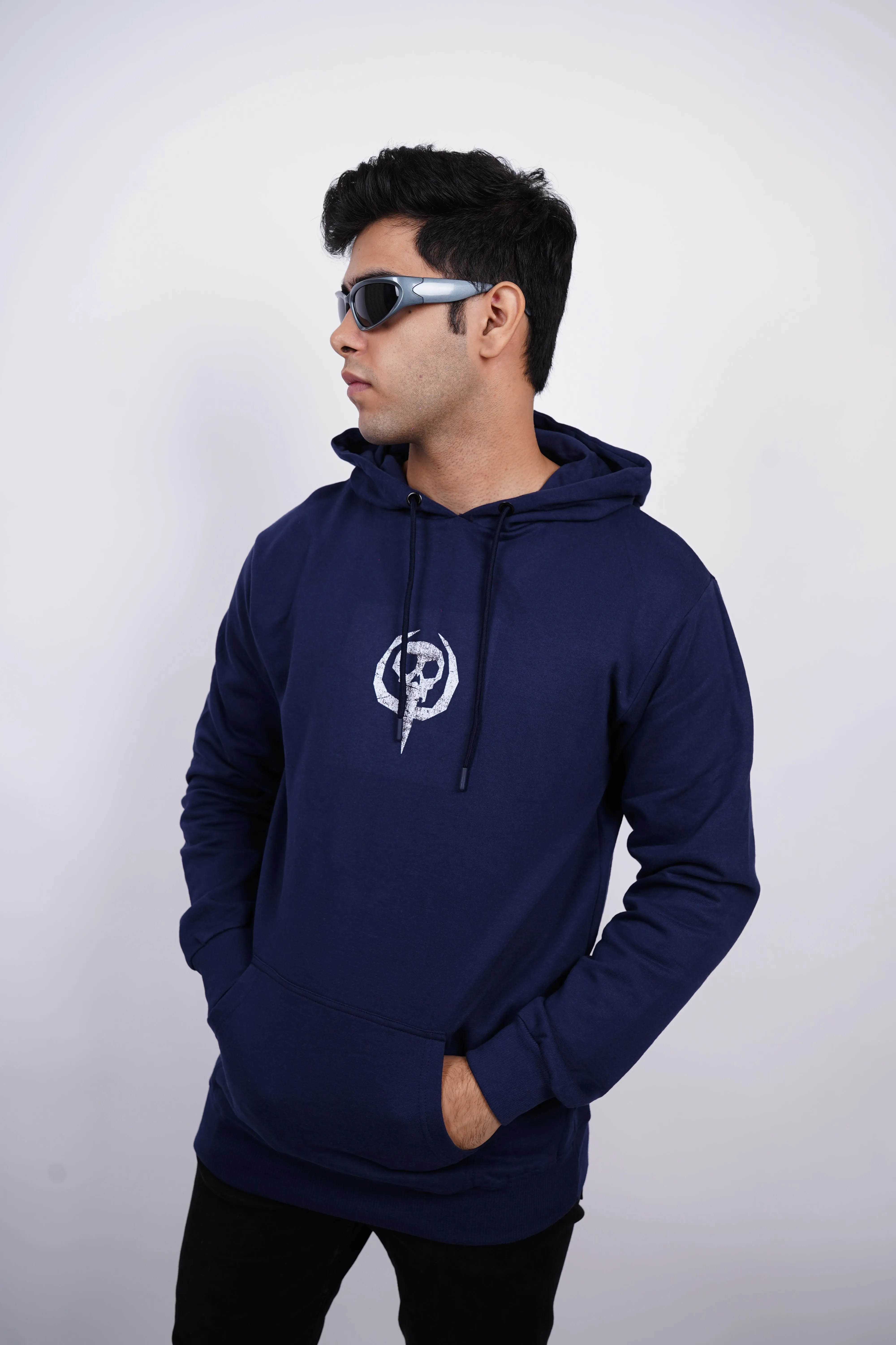 Skull Relaxed fitDark Heaven Blue Hoodie for Men By DemonWear