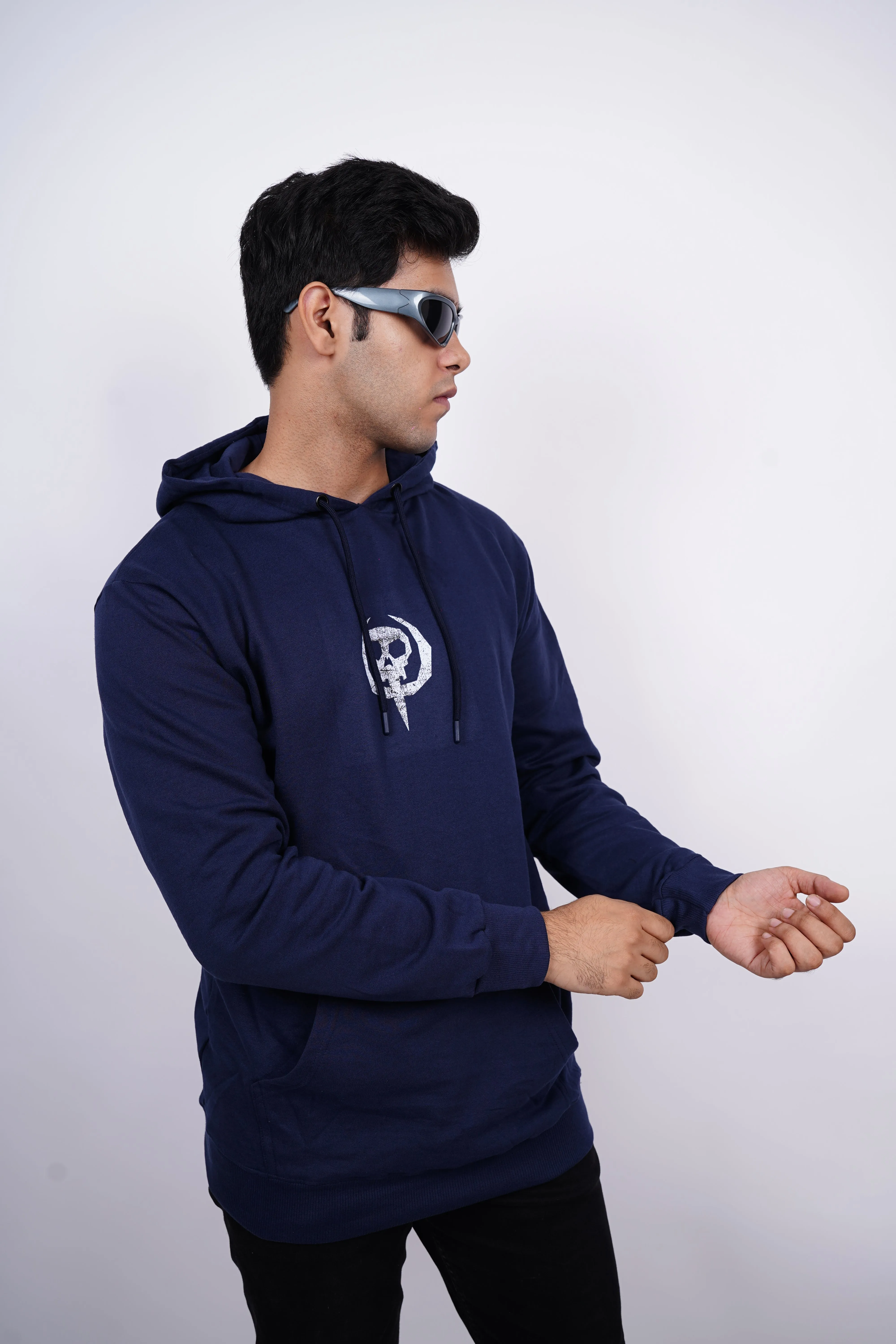 Skull Relaxed fitDark Heaven Blue Hoodie for Men By DemonWear