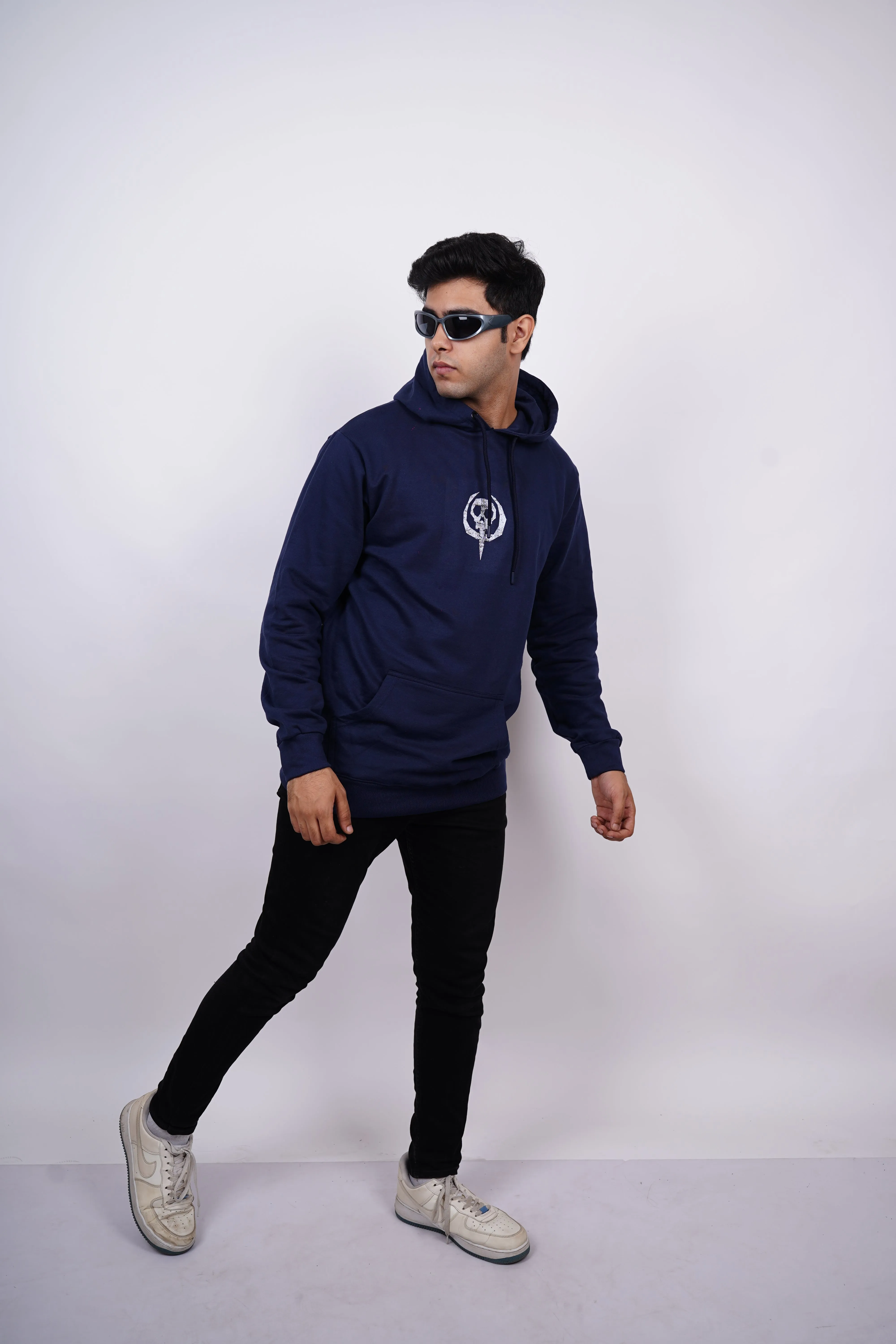 Skull Relaxed fitDark Heaven Blue Hoodie for Men By DemonWear