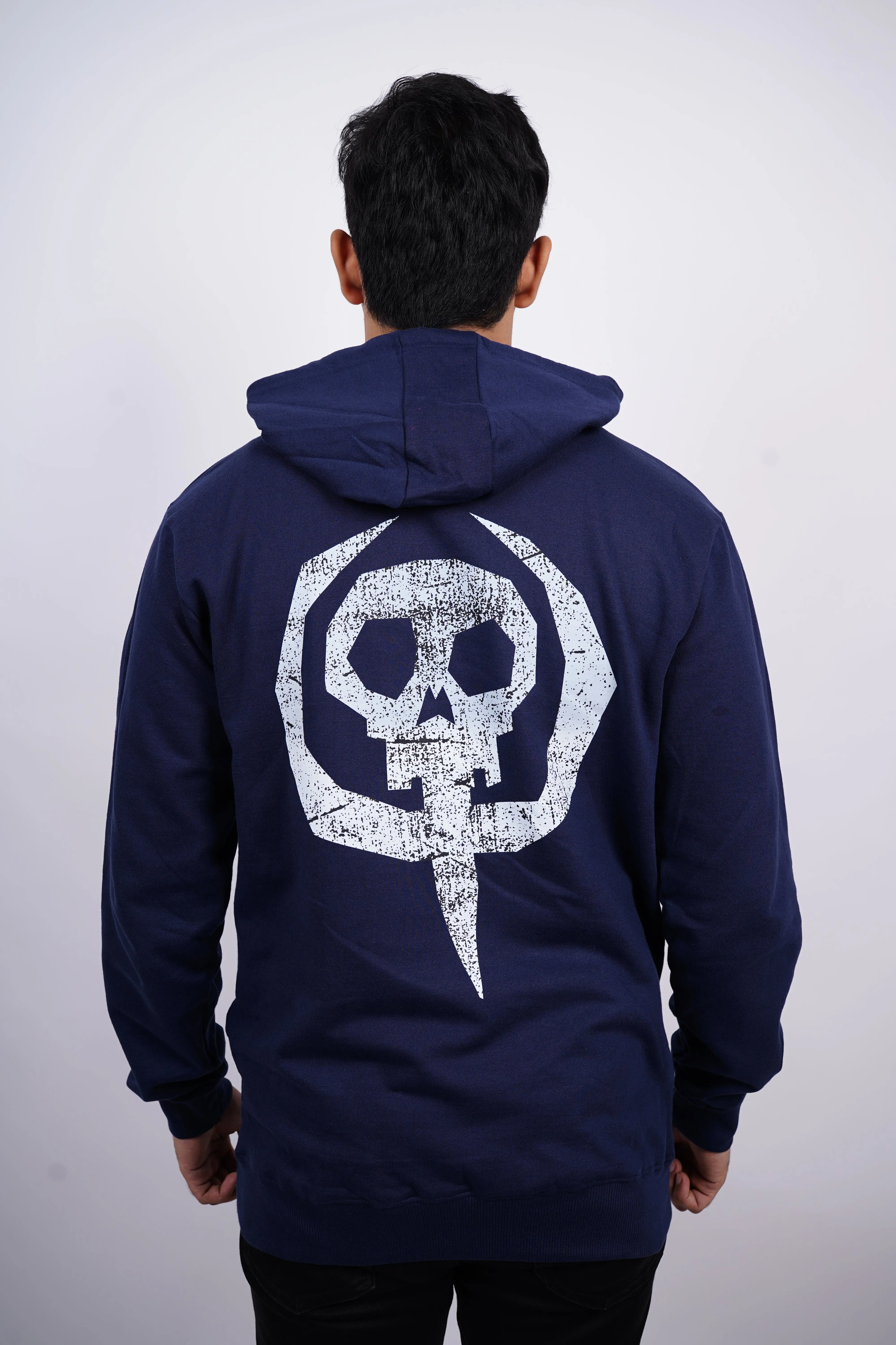 Skull Relaxed fitDark Heaven Blue Hoodie for Men By DemonWear