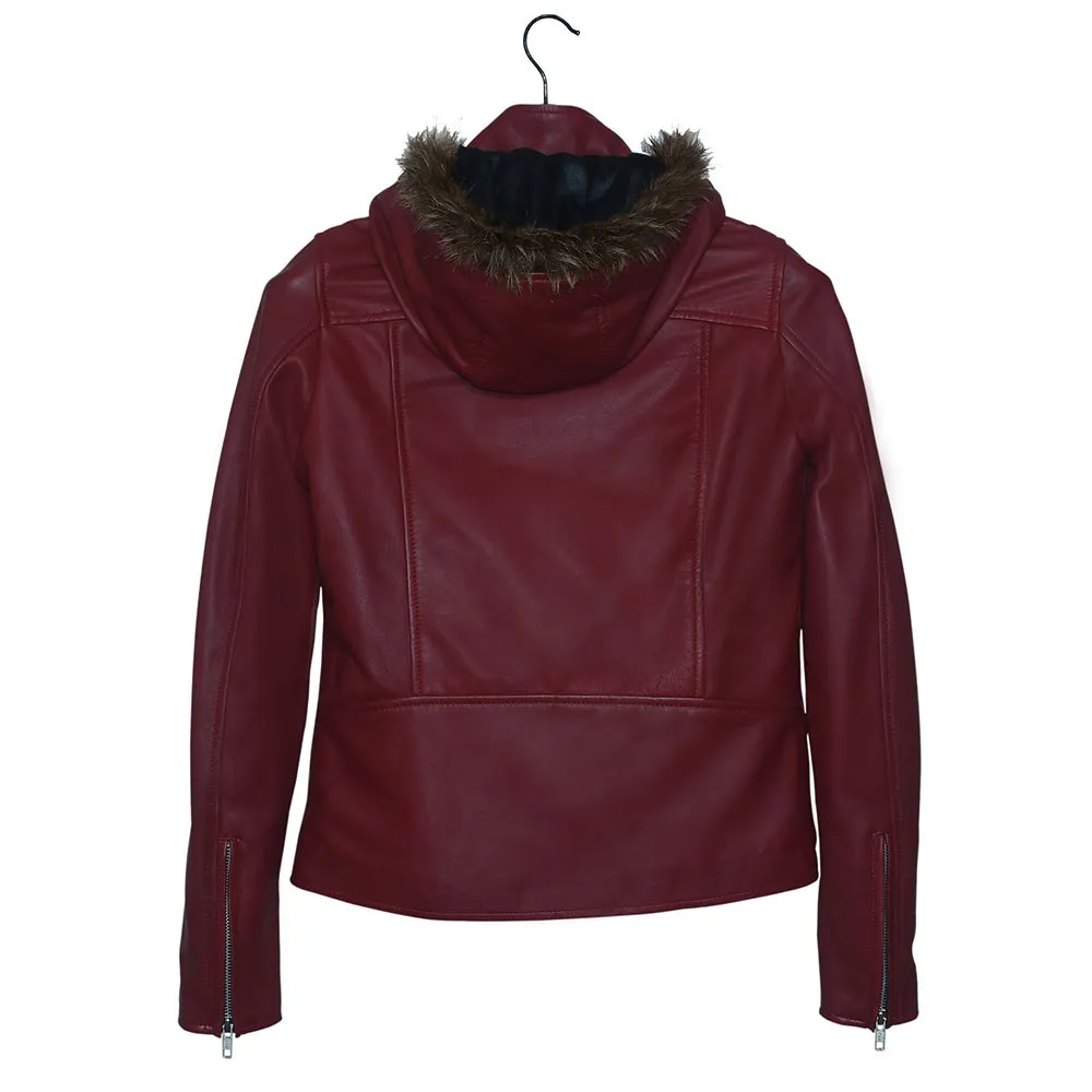 Stella Red Bomber Ladies Leather Jacket