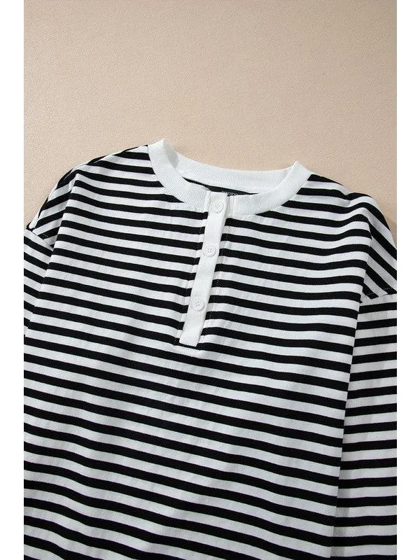 Stripe Color Block Crew Neck Oversized Sweatshirt