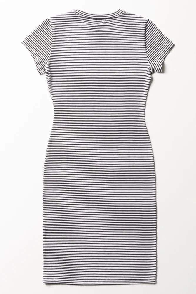 Stripe Short Sleeve Bodycon Dress White