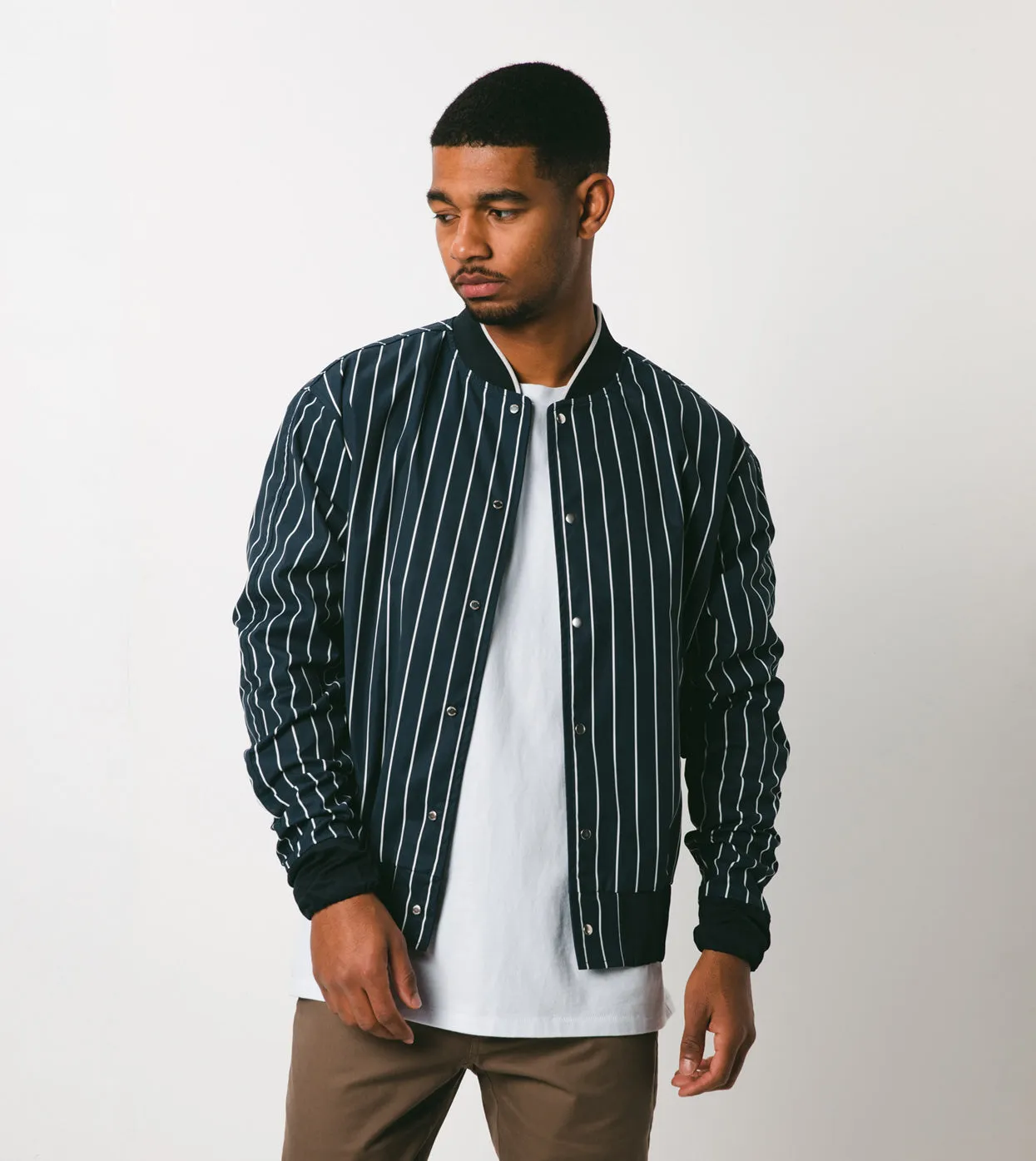 Stripe Varsity Jacket Ink/Shell - Sale