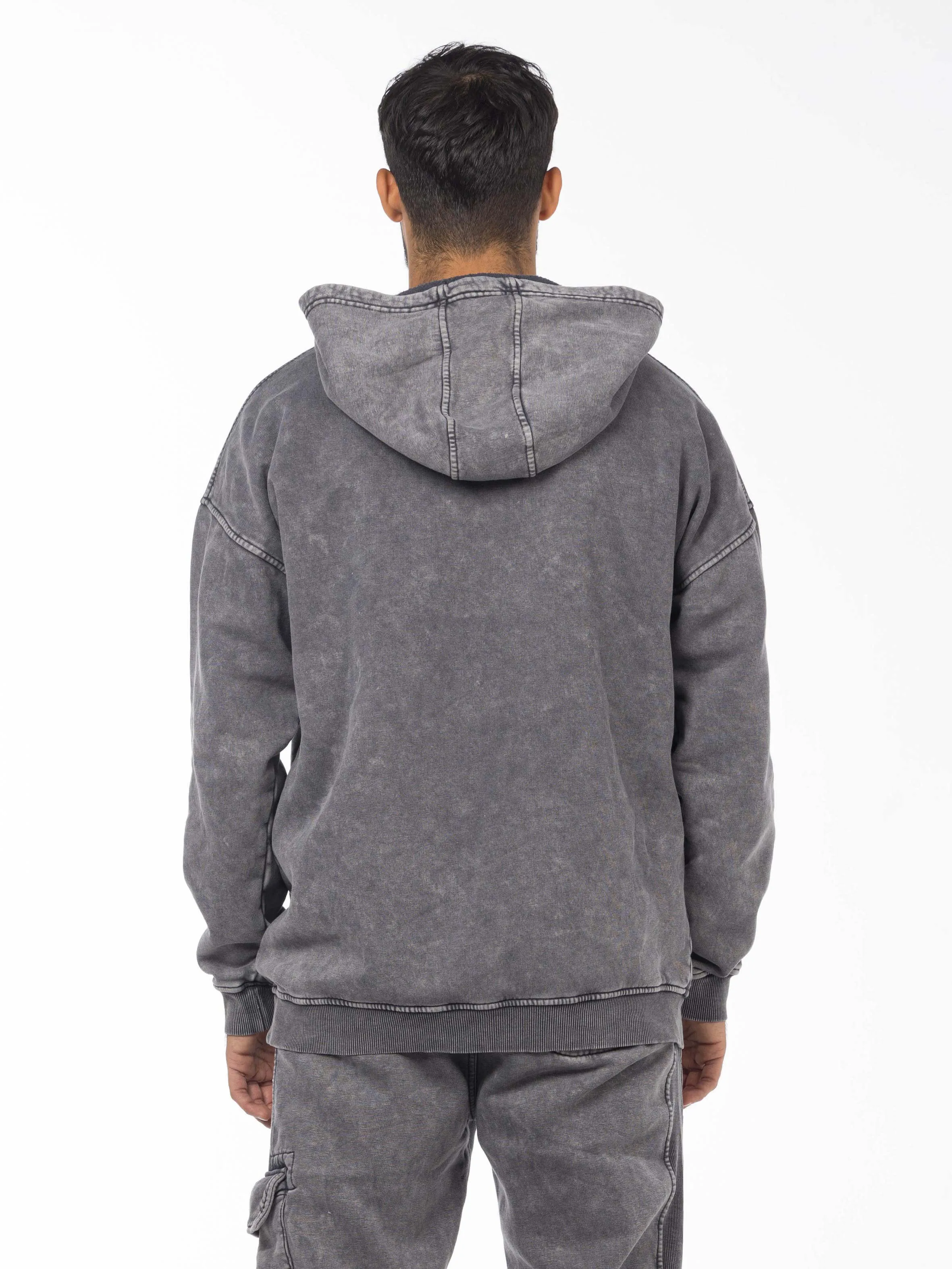 Unisex Acid Washed Oversized Hoodie - Gray