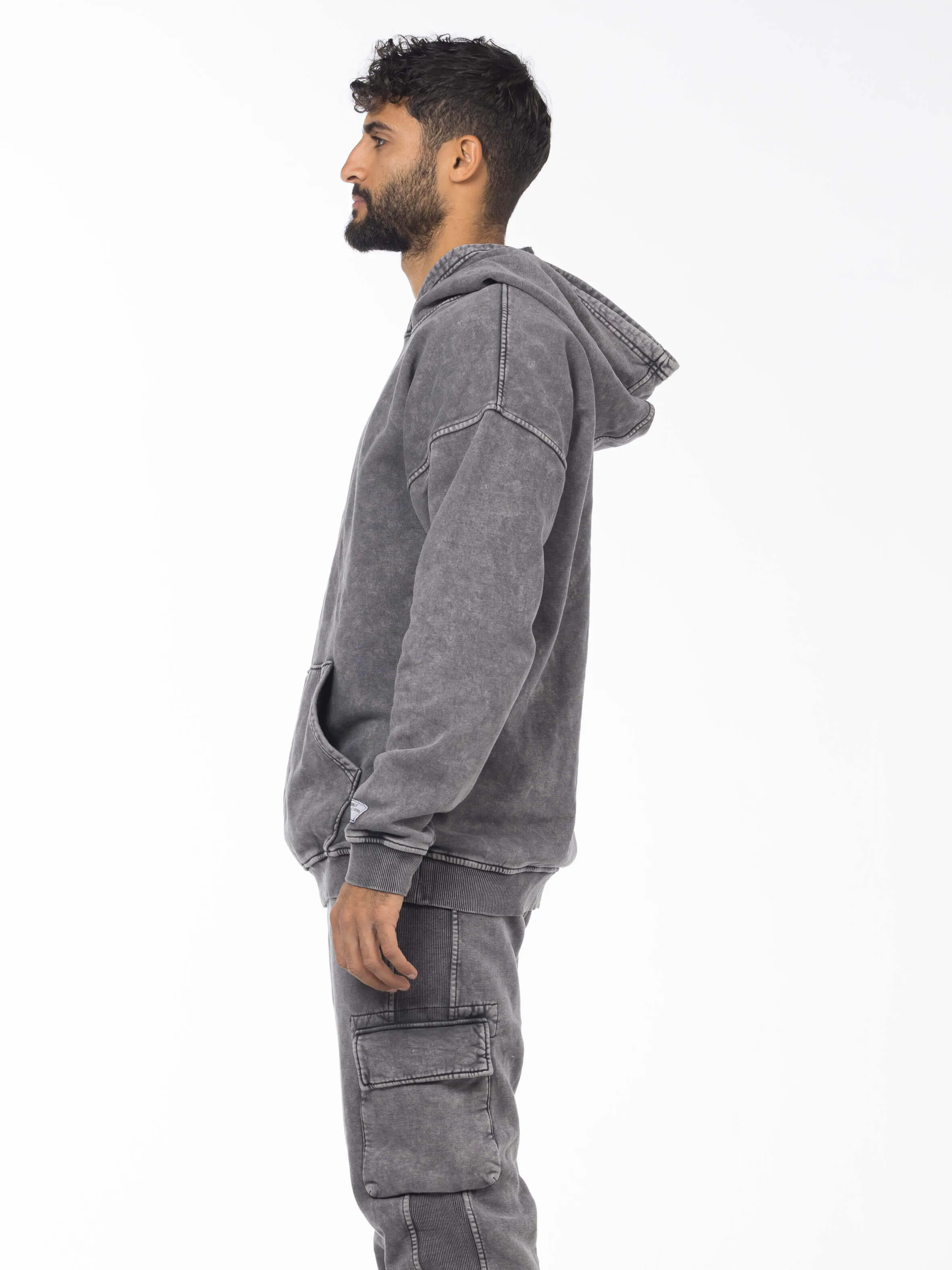 Unisex Acid Washed Oversized Hoodie - Gray