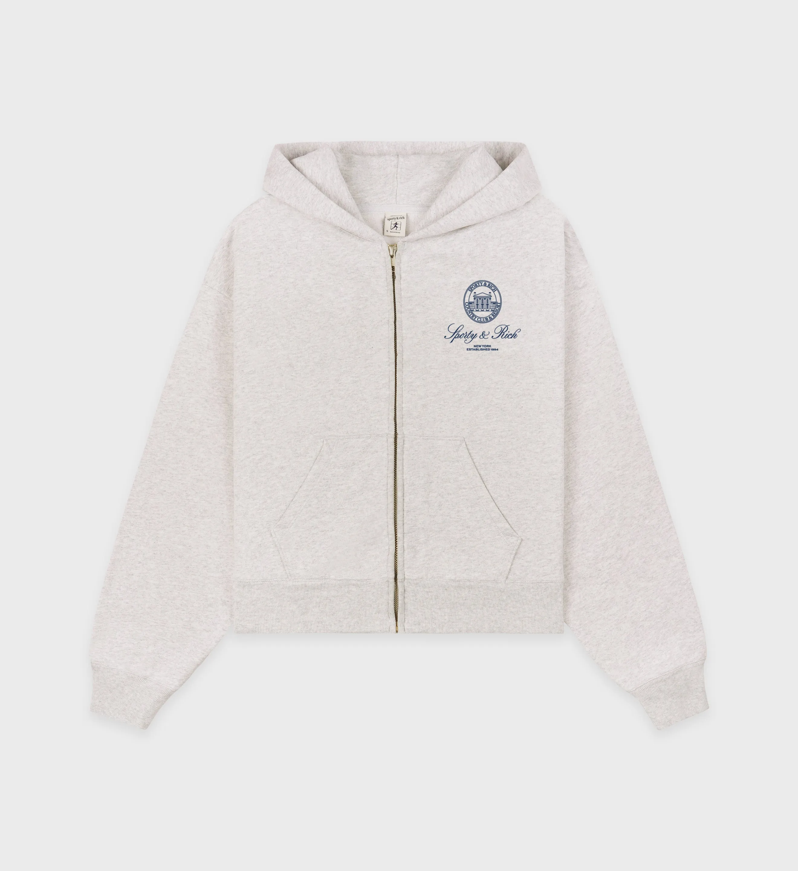 Vendome Resort Cropped Zip Hoodie - Heather Gray/Navy