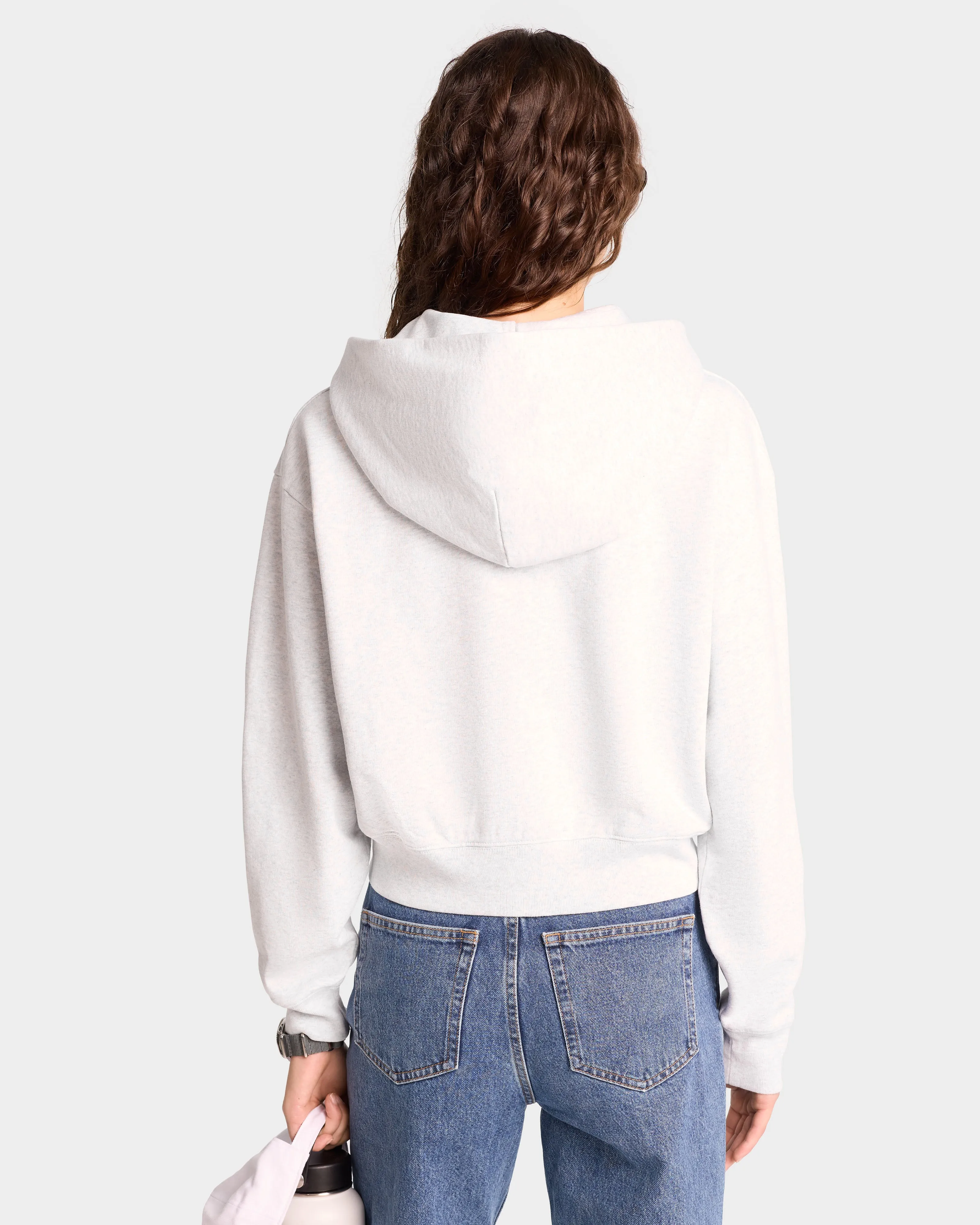 Vendome Resort Cropped Zip Hoodie - Heather Gray/Navy