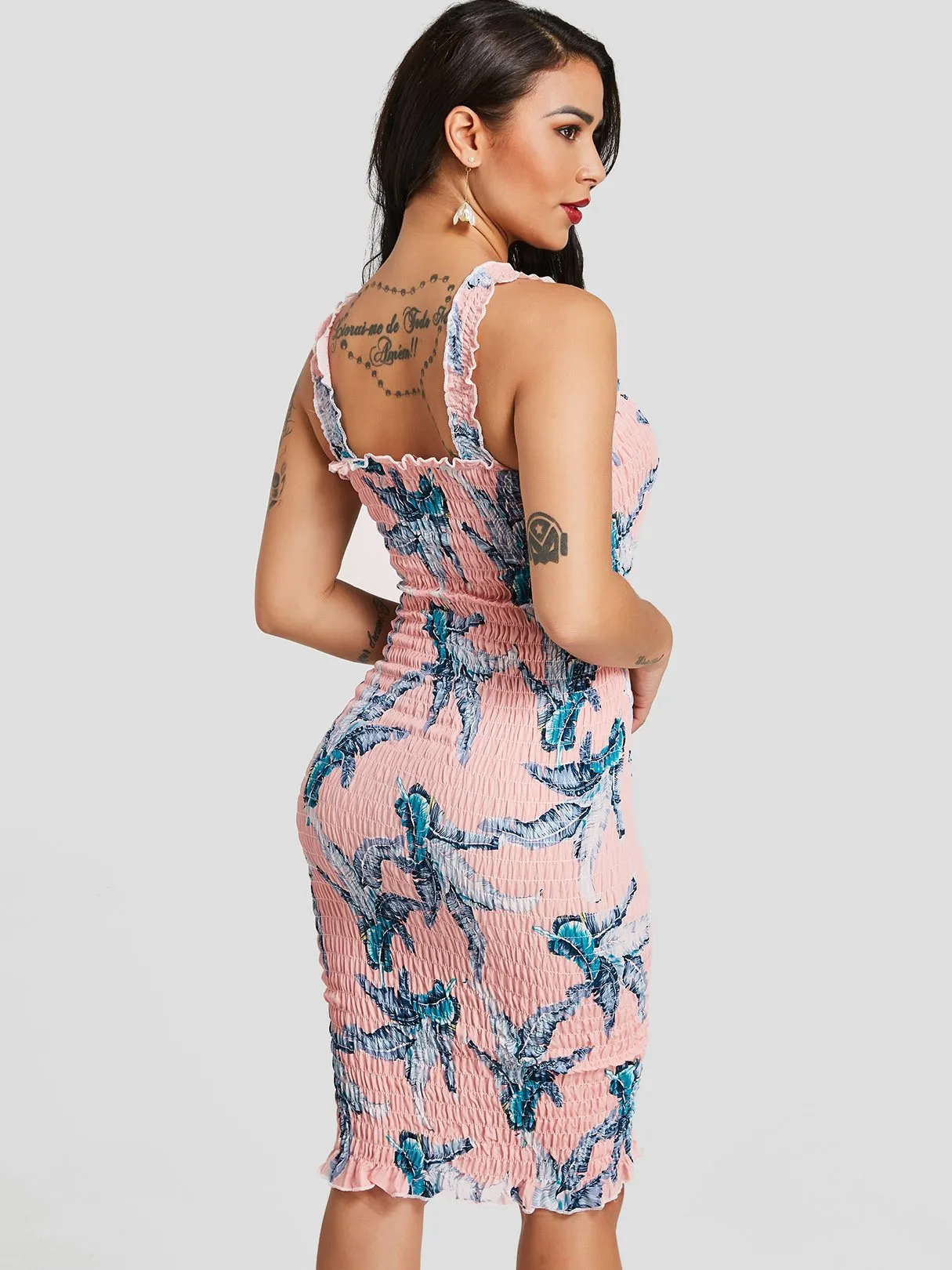 Wholesale Floral Print Backless Dresses